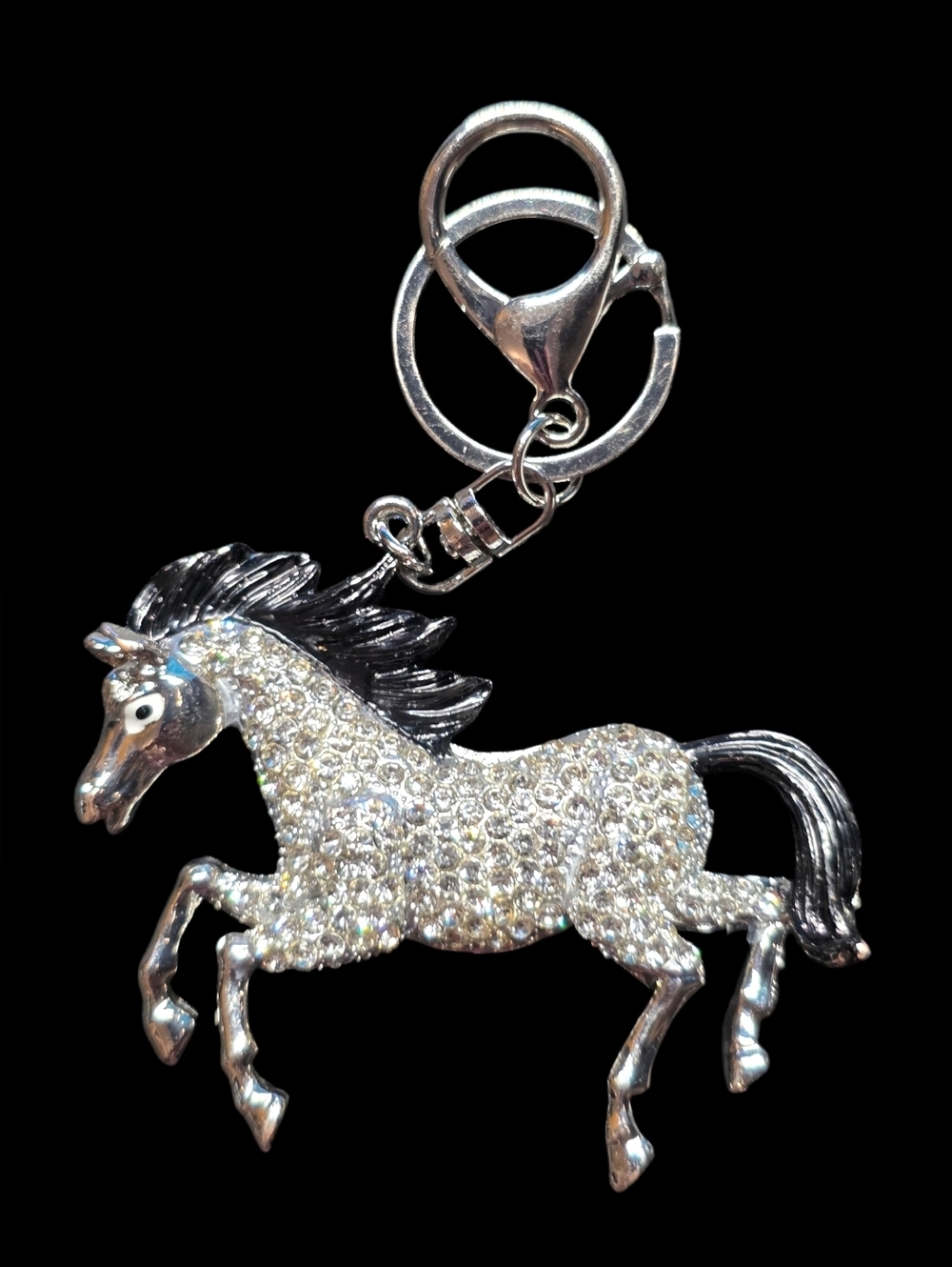 Sparkling Silver Horse Bag Charm Keychain